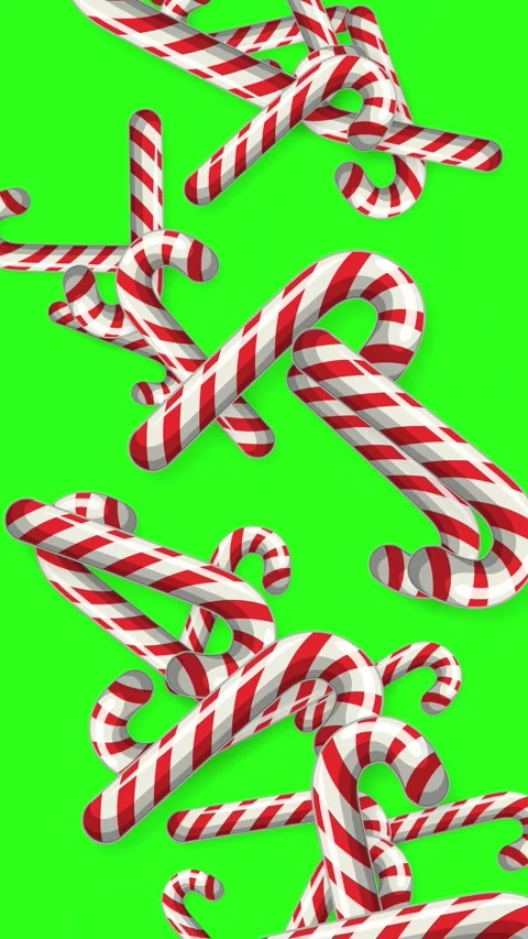 Falling Christmas Candy Canes Animation on Green Screen Background Stock Footage 344622881