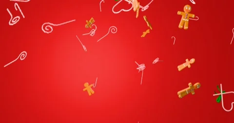 Falling christmas candy on red background Stock Footage 293515838