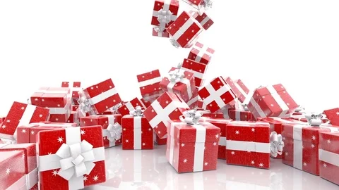 Falling Christmas gift boxes Stock Footage 81328034