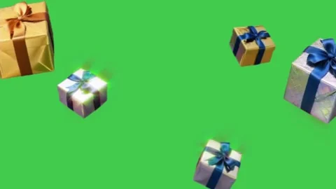 Falling Christmas Gift Boxes Horizontal Green Screen Overlay Stock Footage 344763168