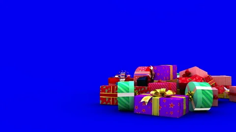 Falling Christmas gift boxes with matte mask and chroma key in 4K 스톡 동영상 162886372