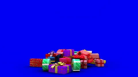 Falling Christmas gift boxes with matte mask and chroma key in 4K Stockbeeldmateriaal 162886458