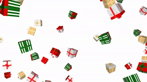 Falling Christmas gift boxes - seamless loop, overlay, alpha channel 動画素材 63332725