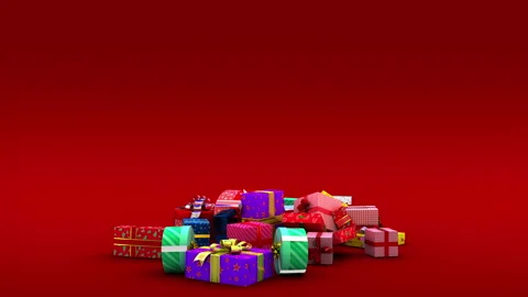 Falling Christmas gift boxes with separate Alpha Channel in 4K 스톡 동영상 162886357