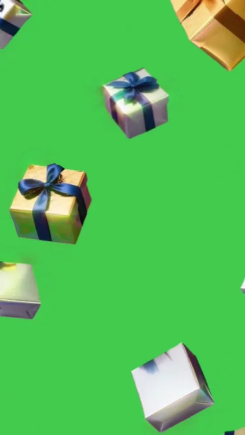 Falling Christmas Gift Boxes Vertical Green Screen Overlay Stock Footage 344763167