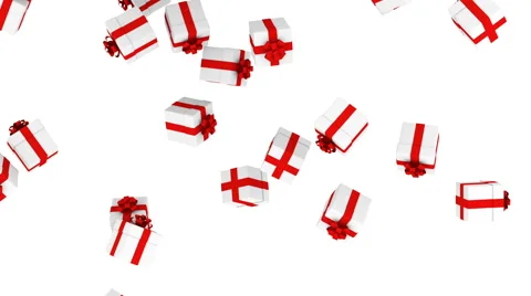 Falling Christmas gift boxes on white background Stock Footage 69063176