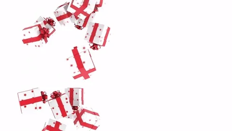 Falling Christmas gift boxes on white background Stock Footage 83638624
