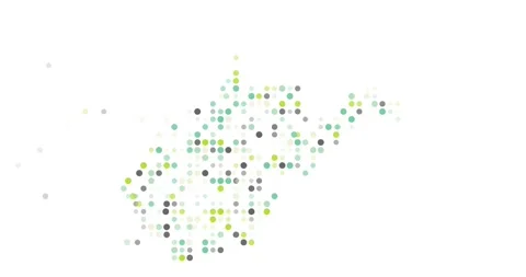 Falling Circles Create the Map of West Virginia in Motion Graphic Style Stock Footage 323098436