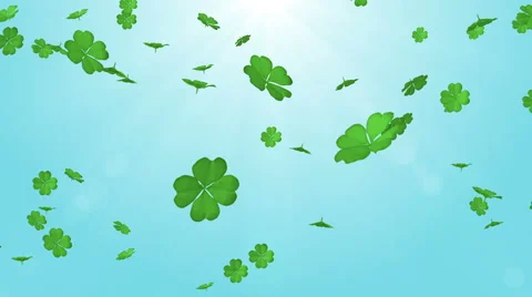 Falling Clovers - 3D, Blue color Background Stock Footage 67534849