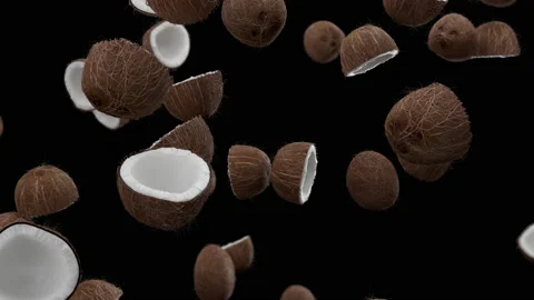 Falling coconuts with alpha channel Video stock 130803105