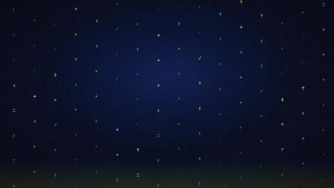 Falling code symbols raining down in glowing green digital streams 動画素材 346993442