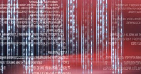 Falling codes light trails, over computer code, program coding and technology Stock Photos