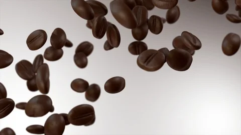 Falling coffee beans. CG animation falling coffee beans Stock-Footage 117428218