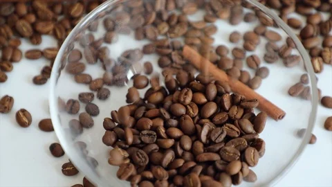 Falling coffee beans Stock Footage 87847357