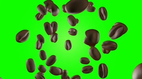 Falling Coffee Beans on green screen Stock Footage 104031499