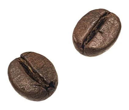 Falling coffee beans isolated on white background Stock Photos