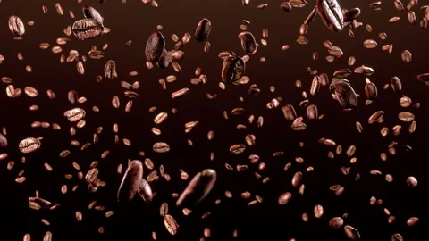 Falling Coffee Beans Loop Luma Matte  Stock Footage 238529320