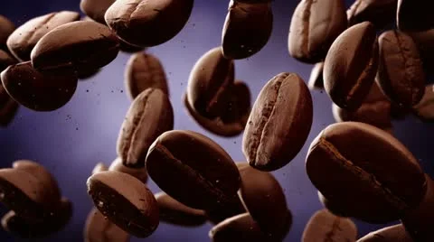 Falling coffee beans slow motion energy morning diet Stock Footage 21693271