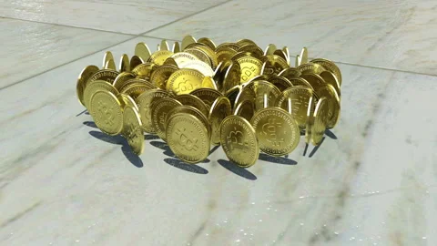 Falling coin causes many coins crash like domino effect Stock Footage 88692683