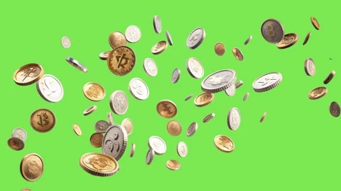 Falling coin video green screen Stock Footage 278384916