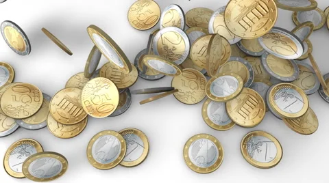 Falling coins, Coins falling down. 3D animation Vídeo Stock 58449454