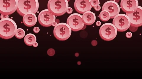 Falling coins with dollar signs on a dark gradient background animation, to.. Stock Footage 334760884