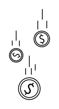 Falling Coins with Dollar Signs in Simple Black and White Vector Format 스톡 일러스트