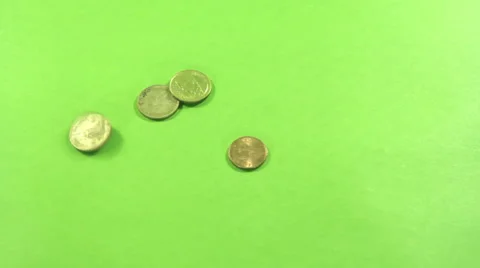 Falling Coins on green background Video stock 60239122