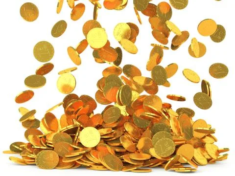 Falling coins isolated on white background Stock Illustration