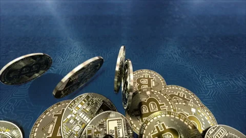 Falling coins resource bitcoins cryptocurrency 스톡 동영상 91837410