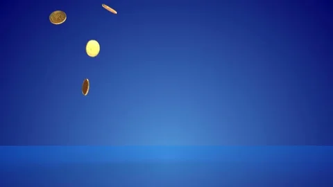 Falling coins slow motion Stockbeeldmateriaal 76824118