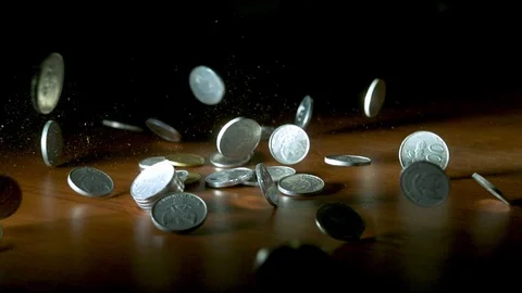 Falling Coins in Slowmotion 725 fps 動画素材 94146502