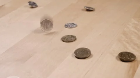 Falling coins on the surface Stock-Footage 152419383