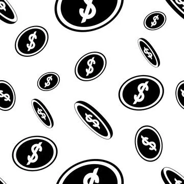 Falling coins. U.S. dollar. Endless vector pattern. Stock Illustration
