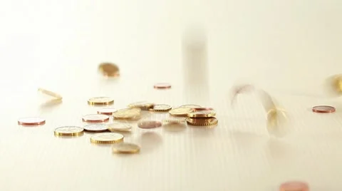 Falling coins on white background Stock Footage 8659166