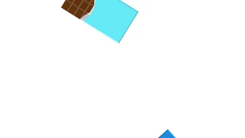 Falling colored chocolate bars over white screen background. Seamless looping Video stock 111888833