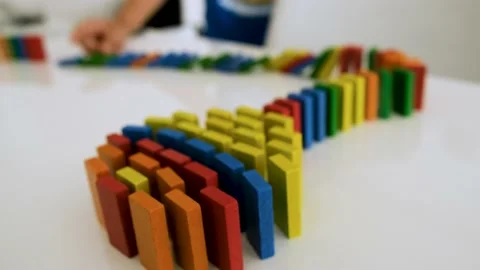 Falling Colored Dominoes 스톡 동영상 202074207