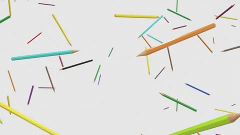 Falling Colored Pencils Loop Animation Overlay for Art and Creative Edits Stock Footage 340916912