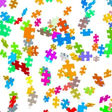 Falling Colored Puzzle Pieces - JigSaw Illustrazione stock