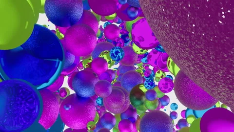 Falling Colorful Balls On A White Background 3D Render And 4K Video Stock Footage 244334720