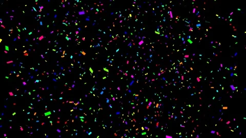 Falling colorful confetti on black background, overlay in Screen mode Stock Footage 335984650