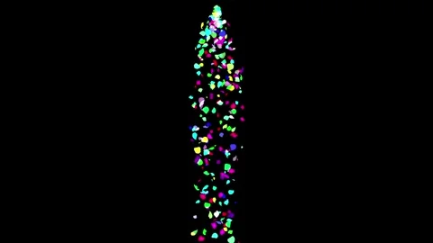 Falling colorful confetti particles motion graphics with plain black background Video stock 328488086