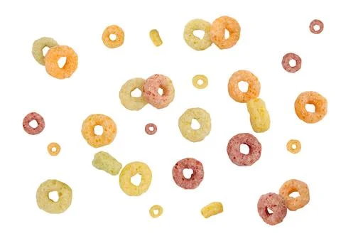 Falling colorful corn rings  Stock Photos