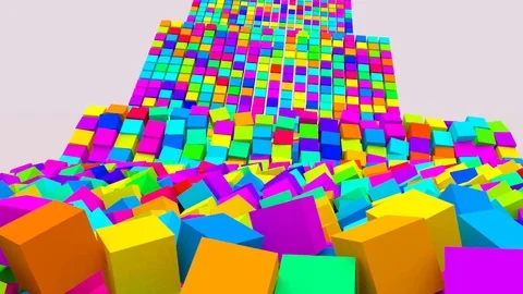 Falling colorful cubes Stock Footage