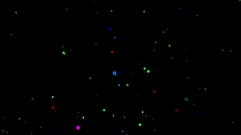 Falling colorful glitter foil confetti, on isolated black background, holiday Stock Footage 336445374