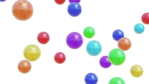 Falling colorful golf balls looping 3D animation with alpha Video stock 156761216