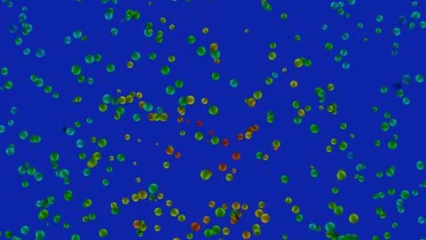 Falling colorful gradient balls blue background. Festive background. Copy s.. Stock Illustration