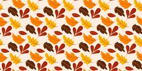 Falling colorful leaves seamless pattern Stock Illustration