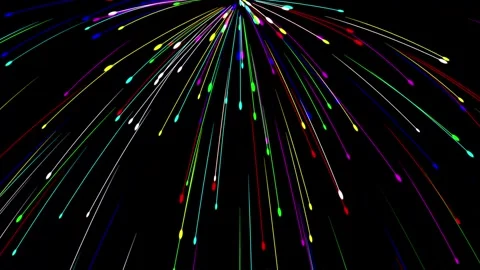 Falling colorful light streaks motion graphics with plain black background Stock Footage 332419359