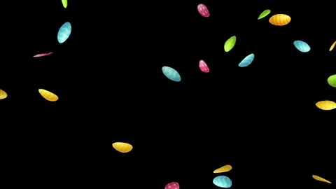 Falling colorful paper Easter eggs motion graphics with black background Stock Footage 333262362